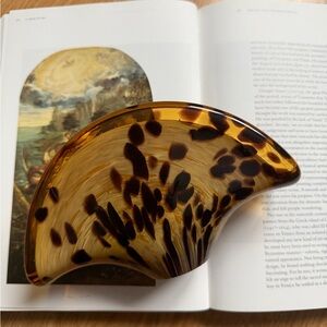 Abstract Brown and Gold napkin holder Murano glass